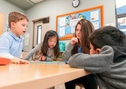 Teacher teach group of kids